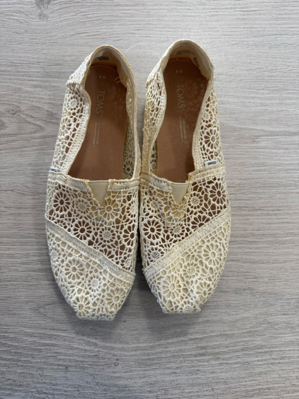 TOMS Cream Crochet Slip-On Loafers